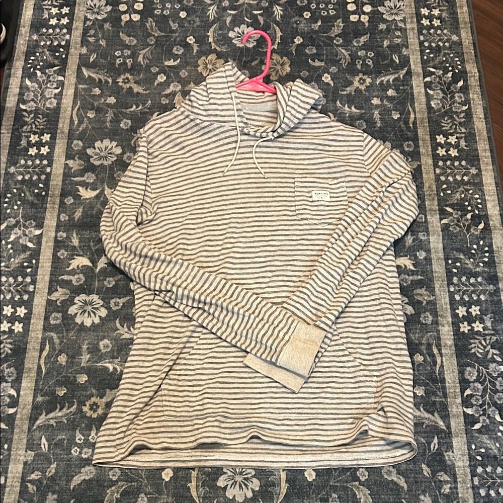 Quiksilver Beige & Gray Striped Hoodie